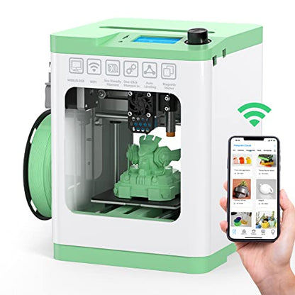 Entina Tina2S 3D Printer for Kids & Beginners, Fully Assembled Mini 3D Printer with Auto Leveling, Easy Setup, WiFi & App Control, Huge Model Library, Heated Spring Steel Build Plate for Home & School - color: Green