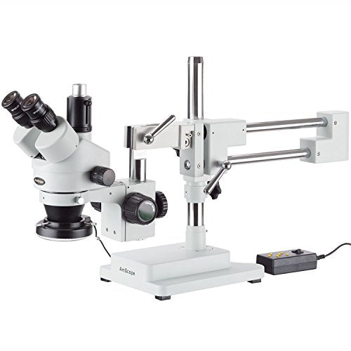 AmScope SM-4TPX-144 45X Simul-Focal Stereo Zoom Microscope on Dual Arm