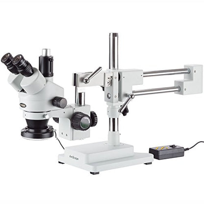 AmScope SM-4TPX-144 45X Simul-Focal Stereo Zoom Microscope on Dual Arm
