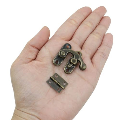 Antrader 40Pcs Mini Box Hinge, 20Sets Antique Right Latch Hasp for Wood Box - color: Bronze Tone, size: Small
