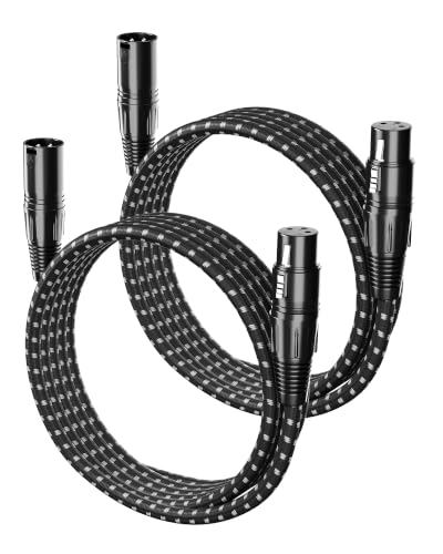 XLR Cables 12ft 2Pack,XLR Microphone Cable,OFC Shielded Braided - color: Black-White, size: 12 Feet