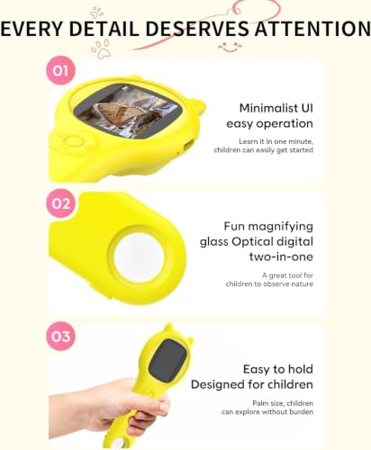 Kids Microscope, 500X Digital Magnifying Glass, STEM Toy, Yellow - color: Yellow, size: 1 Pcs