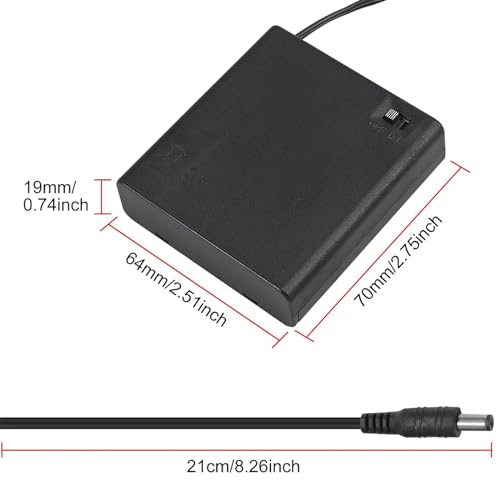 4PCS 4 AA Battery Holder with Switch 6V Battery Case Box Holder with Cover 4X 1.5V AA Battery Storage Box with DC 5.5x2.1mm Male Connector