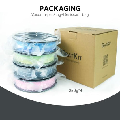 GratKit Gradient PETG Filament, Color Change 3D Printer Filament 1.75mm,Multicolor PETG Translucent Gradient, 4 * 250g/Roll - color: Gradient-blue Purple, Blue White Orange, Misty Gray White, Creamy Pink White