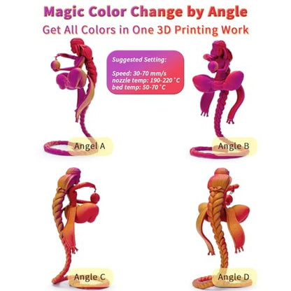 ZIRO PLA Filament 1.75mm, Color Change by Angle, 1KG Afterglow (Matte) - color: Afterglow(matte)