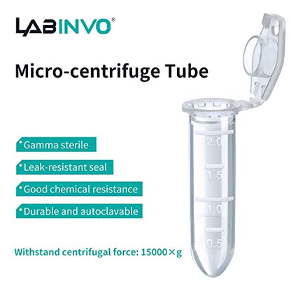 2ml Sterile Microcentrifuge Tubes with Safe-Lock Cap, Pack of 500, Max.RCF15000×G Round Bottom Centrifuge Tubes, PP Material, Molded Graduation 10.3x40.5mm, IN-MT20A - style: 2mL, 500PCS,Sterile