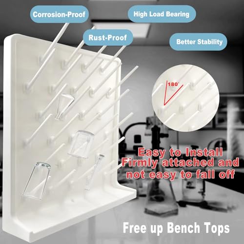 Lab Drying Rack, White, 27 Pegs - color: White, size: 27pegs