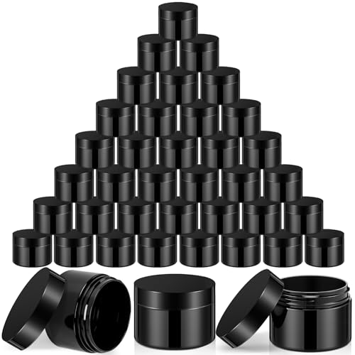 SATINIOR 36 Pieces 2 oz Plastic Jars with Lids Wide Mouth Airtight Reusable Container Acrylic Cosmetic Small Jars for Lotions Ointments Travel Toiletries Creams Make up Storage(Opaque Black) - color: Opaque Black, size: 2 oz