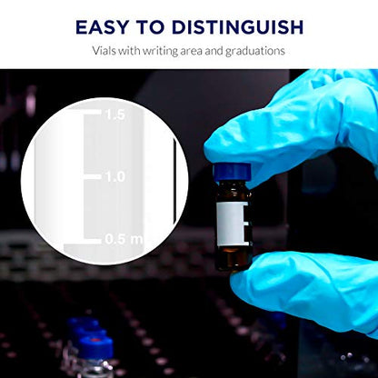 2mL Autosampler Vials, 9-425 HPLC/GC Clear Vials with Screw Cap, 100 Pcs - color: Clear Vial & Pre-slit Blue PTFE Septa