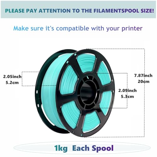 PLA Plus 3D Printer Filament 1.75mm,8 Color 8KG FDM Spool - color: Pla-(1kg*8 Plus Lakeblue+purple+pink+rosepink+white+neongreen+yellow+orange)
