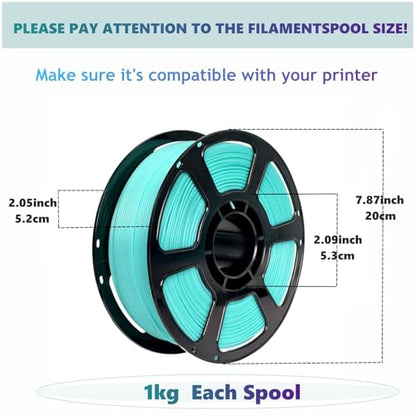PLA Plus 3D Printer Filament 1.75mm,8 Color 8KG FDM Spool - color: Pla-(1kg*8 Plus Lakeblue+purple+pink+rosepink+white+neongreen+yellow+orange)