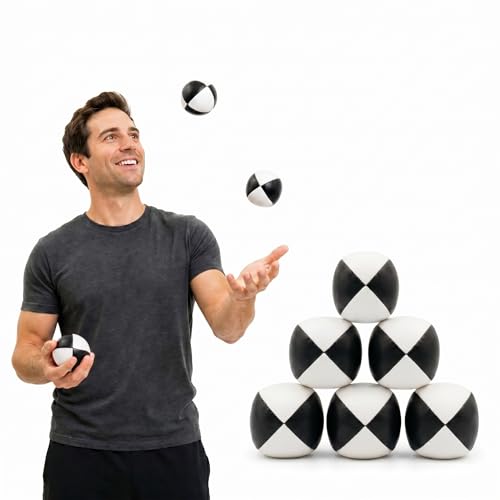 Patelai 6 Pack Juggling Balls for Beginners, Soft Juggle,White Black - color: White Black