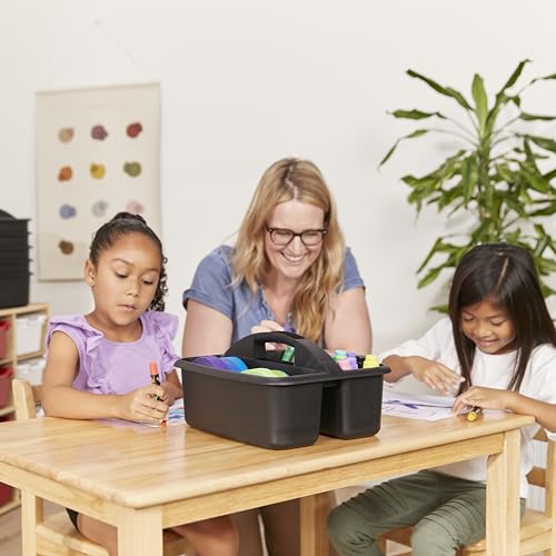 ECR4Kids 2-Compartment Large Storage Caddy Organizer, 6-Pack, Black - color: Black
