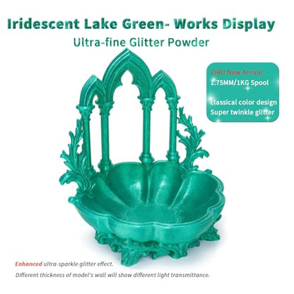 ZIRO 3D Printing Filament, 1.75mm Twinkle Effect 1KG Spool, Lake Green - color: Lake Green