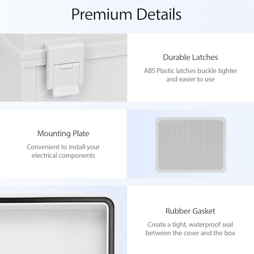 Electrical Box IP65 Waterproof Dustproof ABS Plastic Enclosure Outdoor and Indoor Project Box Hinged Cover with Mounting Plate Wall Brackets, Outer Dimension 19.7"x 15.7" x 7.9", Grey - size: 19.7"x 15.7" x 7.9" (1pc)