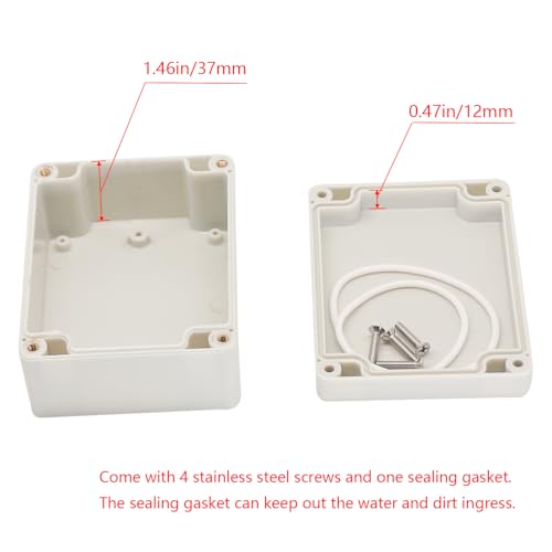 Project Box IP65 Waterproof Junction Box ABS Plastic Electrical Boxes DIY Electronic Project Case Power Enclosure White 4.53x3.54x2.17 inch (115 x 90 x55 mm) - color: White, size: 4.53"x3.54"x2.17"