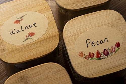 MONEST Waterproof Label Stickers for Jars and Lids, Pantry, Mason Jar, Canning, Spice, Bottle Labels (Red Tulip 2"x3") - style: Red Tulip 2"x3"