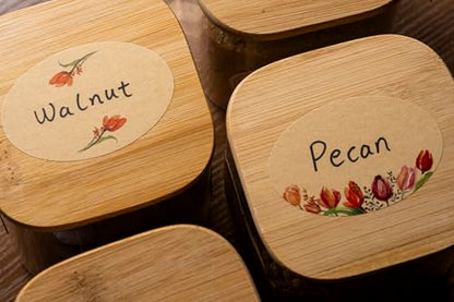 MONEST Waterproof Label Stickers for Jars and Lids, Pantry, Mason Jar, Canning, Spice, Bottle Labels (Red Tulip 2"x3") - style: Red Tulip 2"x3"