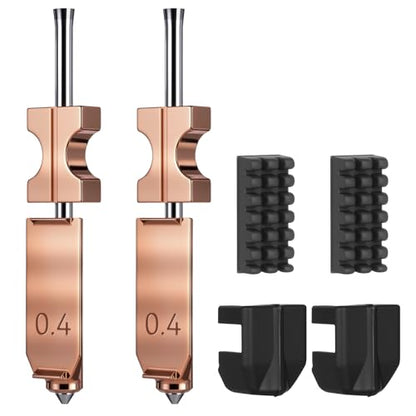 2PCS 0.4mm AD5X Nozzle,Quick-Swap Copper Alloy Hardened Steel 3D Printer Hotend with Silicone Cover and Nozzle Wiper Support High Flow Printing ONLY Compatible with Flashforge AD5X 3D Printer - color: 2PCS 0.4mm
