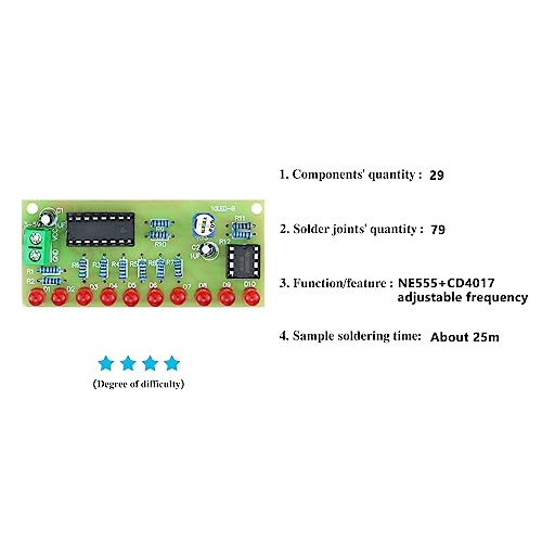 Soldering Practice Kit DIY Plug - in Flowing Water Light Soldering Kit - with CD4017 and NJ5655 - Ideal for Beginners & STEM Education - style: Adjustable Flash LED