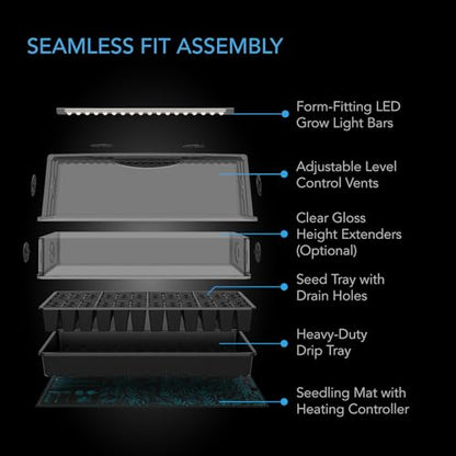 AC Infinity Large Humidity Dome Kit 6x12 w/ LED Grow Lights & Seedling Mat - size: Large Full Kit