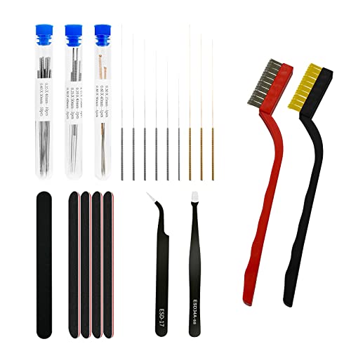 3D Printer Nozzle Cleaner Kit, 9 Sizes of Nozzle Cleaning Needles with Hot end Brush 3D Model Sanding Strips 40 Pcs 3D Printer Tool kit - size: Nozzle cleaning kit