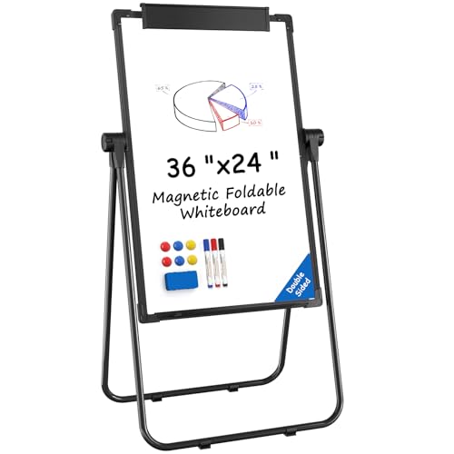 MaxGear Easel Whiteboard with Stand, 36" x 24" Double-Sided Dry Erase Board - size: 24"W x 36"H, style: Black Frame