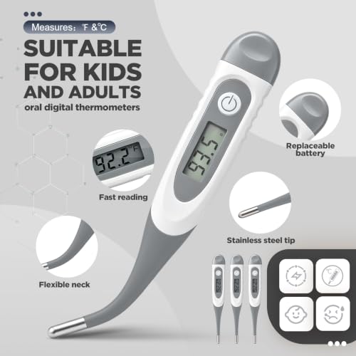 TrelaCo 10 Pcs Digital Thermometer Bulk for Adults, Light Gray - color: Light Gray