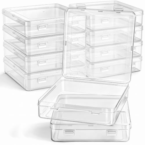 SATINIOR 48 Packs Clear Small Plastic Containers Transparent Storage Box with Hinged Lid for Small Items Crafts Jewelry (5.91 x 5.91 x 1.5 Inches) - size: 5.91 x 5.91 x 1.5 Inches