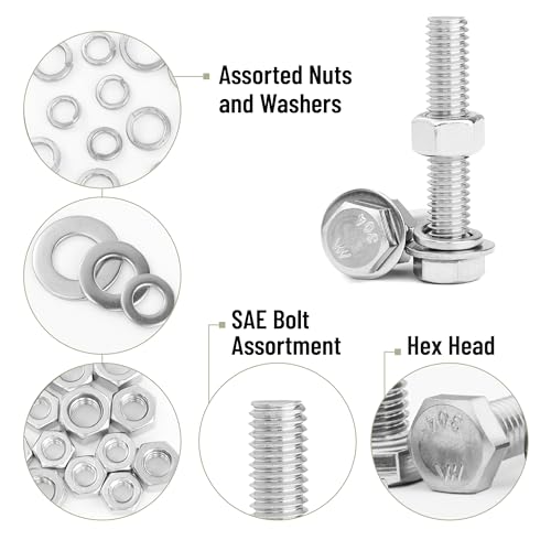 Mr. Pen- Hex Head Nuts and Bolts Assortment Kit, 246 pcs, Stainless Steel
