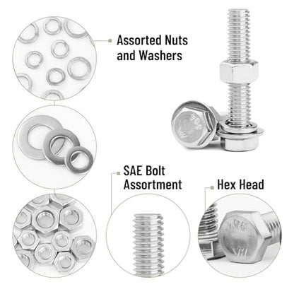 Mr. Pen- Hex Head Nuts and Bolts Assortment Kit, 246 pcs, Stainless Steel