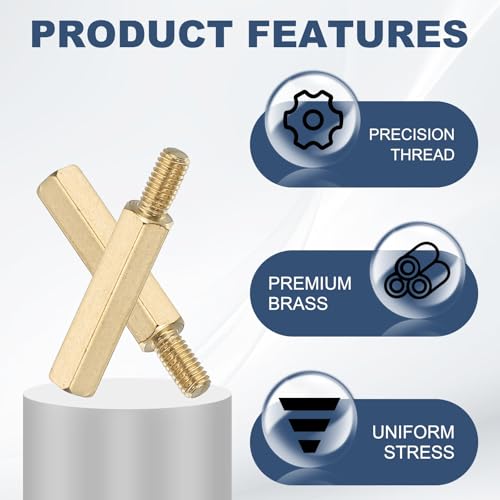 PATIKIL 50 Pcs Male to Female Thread Spacer Screws M3 x 18mm + 6mm Brass Hex Standoff PCB Motherboard Spacer Screw Nut for Drone Quadcopter Computer Electronic Projects Circuit Board - size: M3 x 18mm + 6mm