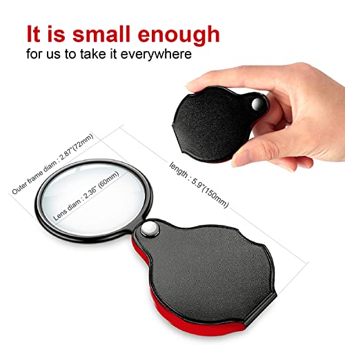 Mini Pocket Magnifier Glass Seniors Reading Small Folding Magnifying - size: 5X