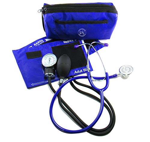 EMI #305 Aneroid Sphygmomanometer Blood Pressure Monitor and Dual Head Stethoscope Kit Set (Royal) - color: Royal