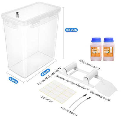 3D Printing Filament Storage Box, with Spool Holders(5.8L, 4 Pack)