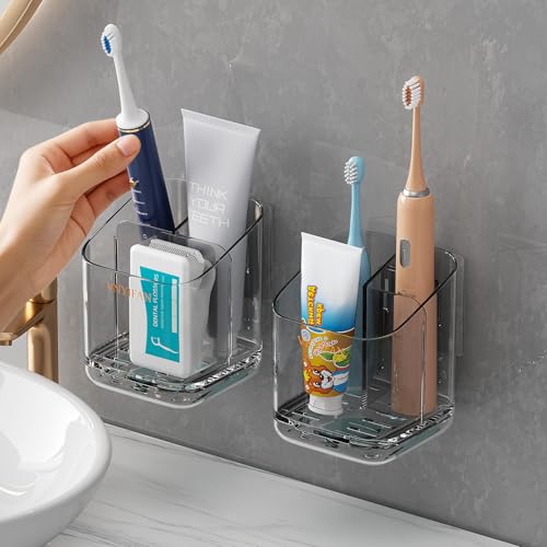 3 Slots Detachable Toothbrush Holders Wall Mounted for Bathrooms - color: Grey*2