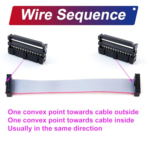 2.54mm Flat Ribbon IDC Cable Female to Female, Flat Ribbon Cable Connector 14P FC 14-Pin 30cm Length 2Pcs (TC-30cm-FF14P-2) - color: Female to Female, size: 14P