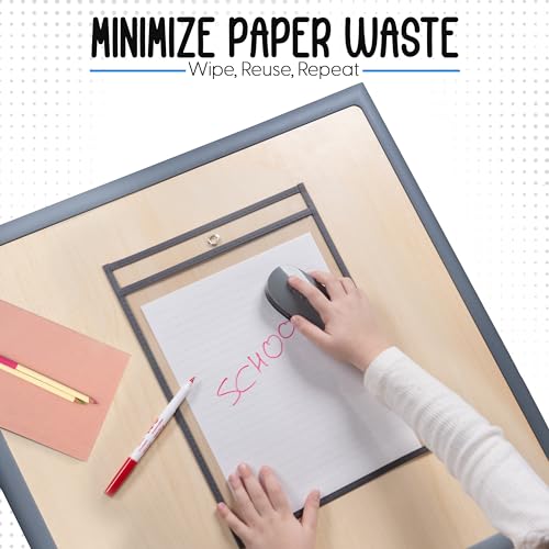 Essex Wares - 6 Pack, Gray Dry Erase Pockets, 10" Wide x 13.5" Tall - color: Gray