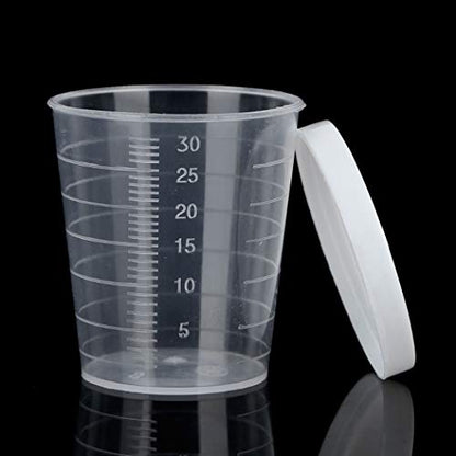 20PCS Plastic Medicine Cups with Lids, 30ML Clear Reusable Graduated Cups Transparent Scale Measuring Cups, Measure Container for Mixed Pills, Liquid Medication (Pack of 2) - size: 30ml/1oz (Pack of 2)