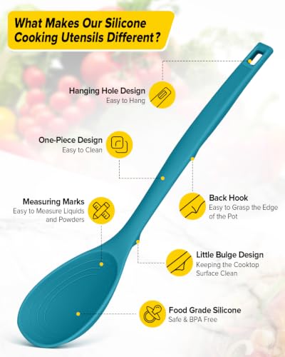 BUNDLEPRO Silicone Cooking Utensils Set, 9 Pcs Kitchen Utensils, One-Piece - color: Blue