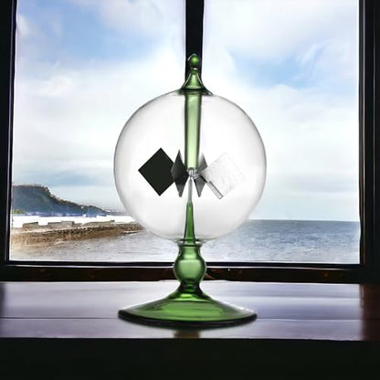 Green Solar Power Radiometer Crookes Solar Energy Spinning Vanes Glass Windmill Gift Home Desk Decoration