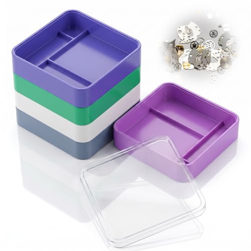 Watch Parts Storage Box 5 Layer Colorful Watch Parts Tray Plastic Watches Part Box Container Watche Repair Tools Tray Holder for Screw Component Movement Hardware Part Watchmaker Repair Tool(Square)