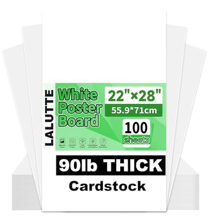 100Pcs White Poster Board 22"X28", 250 GSM Thickness Poster Paper, Glossy& Matte Side Large Posterboard, Poster Board Bulk For School Arts Crafts,Project Presentations,Drawing,Office,Displays,Signs - size: 22"x28"--100Pcs