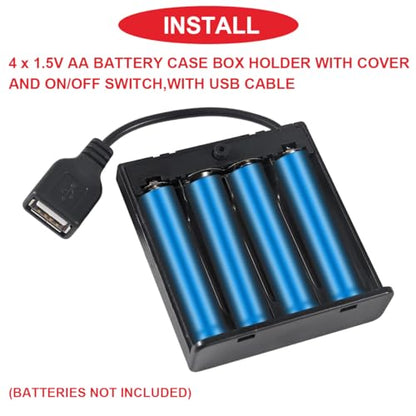 5 Pcs 4 AA Battery Holder, USB Female Socket, 4 x 1.5V AA Battery Box Holder with Cover (Batteries are not Included), ON/Off Switch, Screw,for Arduino RC LED Strip - color: N.4AA Battery Holder Cover With USB Female Socket