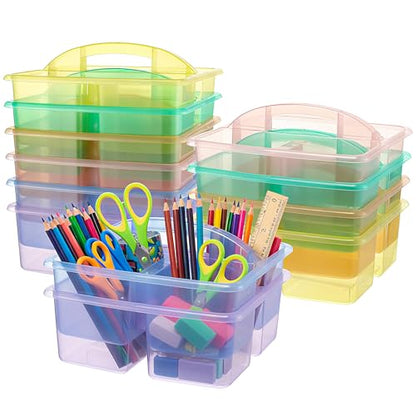 Threehoney 12 Pack Classroom Caddy 3 Compartment with Handle, Transparent - color: Transparent