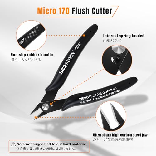 BOOSDEN 5 Pack Small Micro Wire Cutters Flush Cutter Pliers 5-Inch - color: Micro - 5 Pack