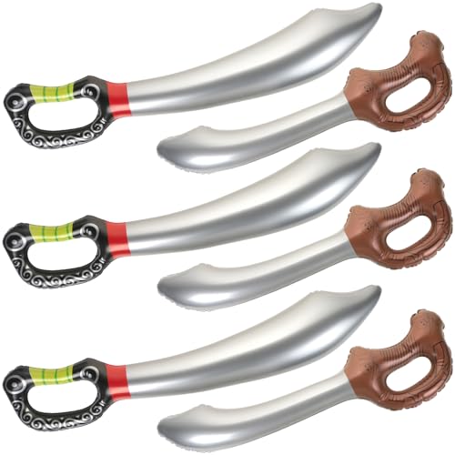 6 PCS Inflatable Pirate Swords - Inflatable Sword Inflated Knife Halloween Pirate Cosplay Accessories Stage Props Summer Pool Swimming Party Supplies Birthday Party Favour Halloween Costume