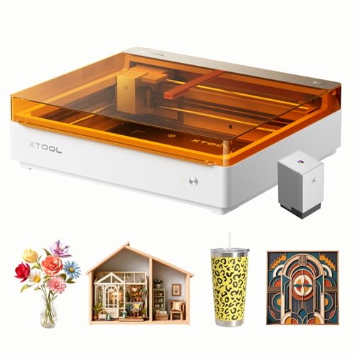 xTool M2 10W Color Craft Laser Engraver, with Full-Color CMYK Inkjet Printer, Built-in Dual Cameras, Class 1 Enclosed Safe Laser Engraving Machine for Wood, Leather, Felt, Fabric, Paper, DIY Crafts - color: M2 Basic + CMYK Inkjet, size: 10W