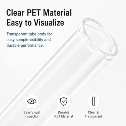 10mL Sterile No Additive PET Sample Processing Tubes, Yellow Cap, Individually Wrapped Clear Lab Tubes for Research and Training (10-Pack)