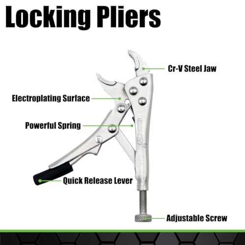 GRIP 2 pc Mini Locking Pliers - Heat Treated Steel - Nickel Plated - Locking Plier/Long Nose Locking Plier - Intricate Repairs - Home, Garage, Workshop